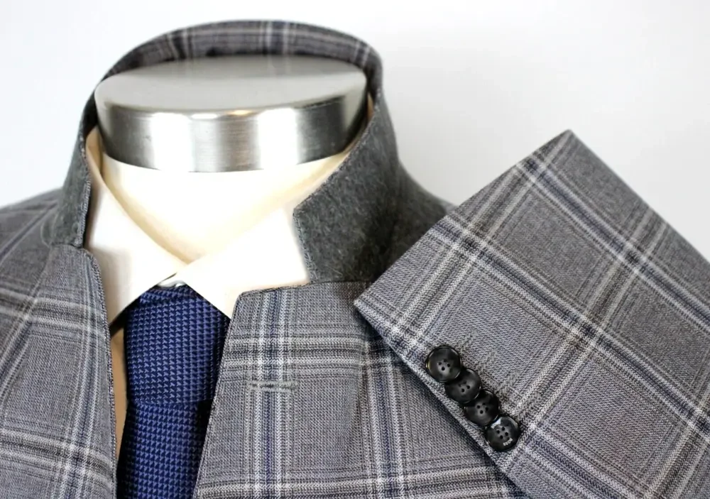 Hugo Boss Hutson Sport Coat 38 R Mens Slim Fit Grey Blue Plaid Tesse Wool Blazer